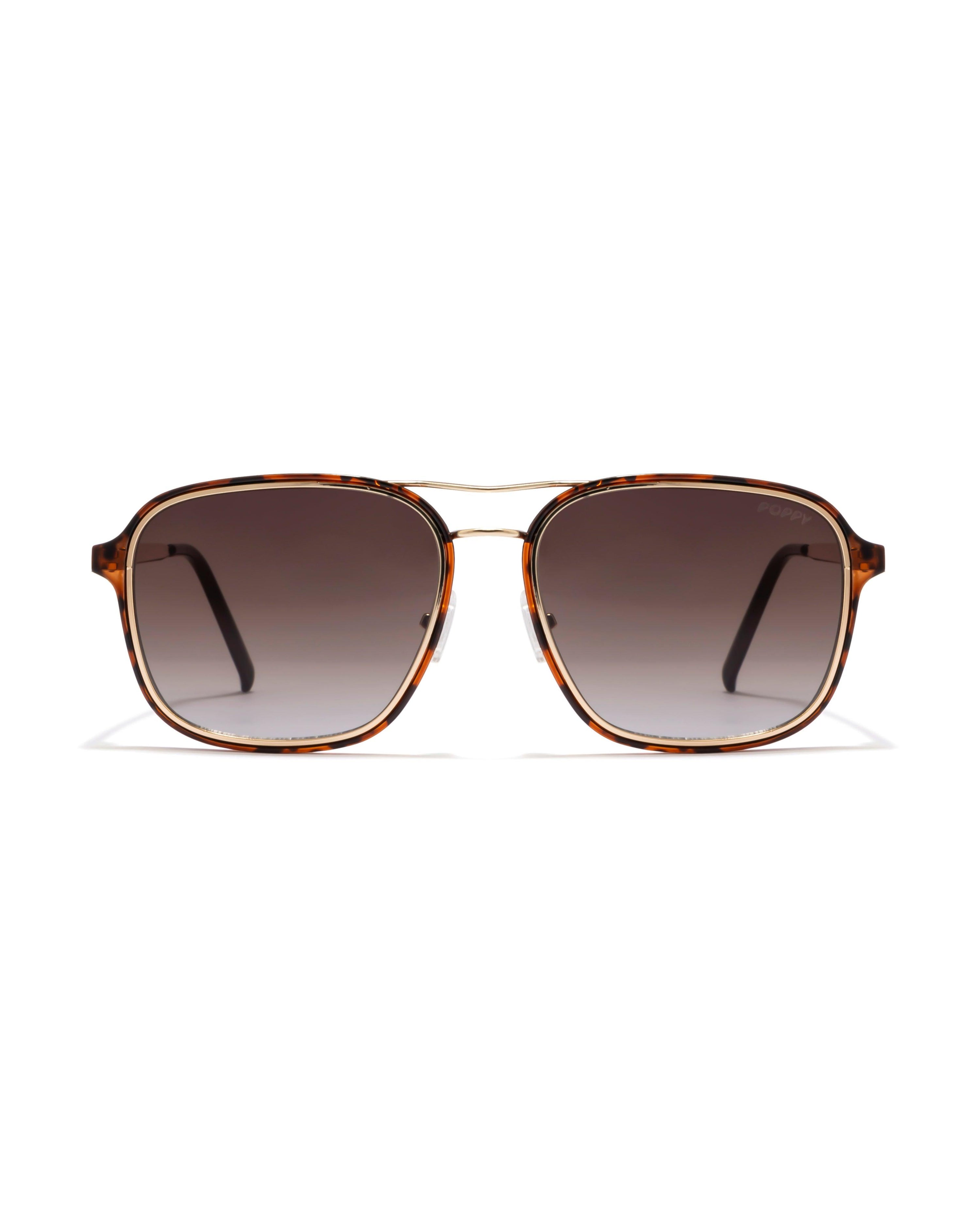 VSCO Vibe mens brown with gold frame square goggles poppy eyewear