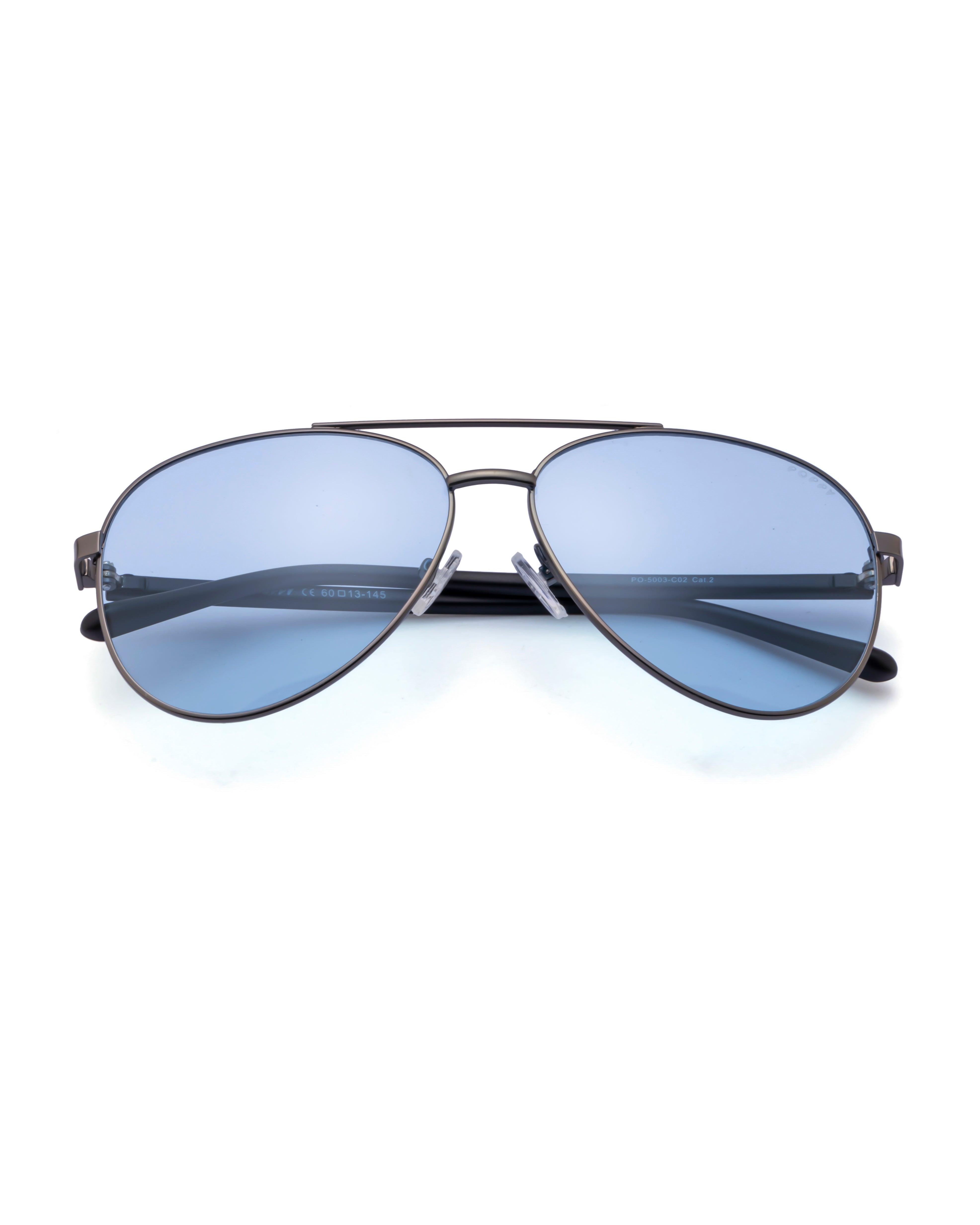 griddy men’s silver metal frame pilot sunglasses poppy eyewear