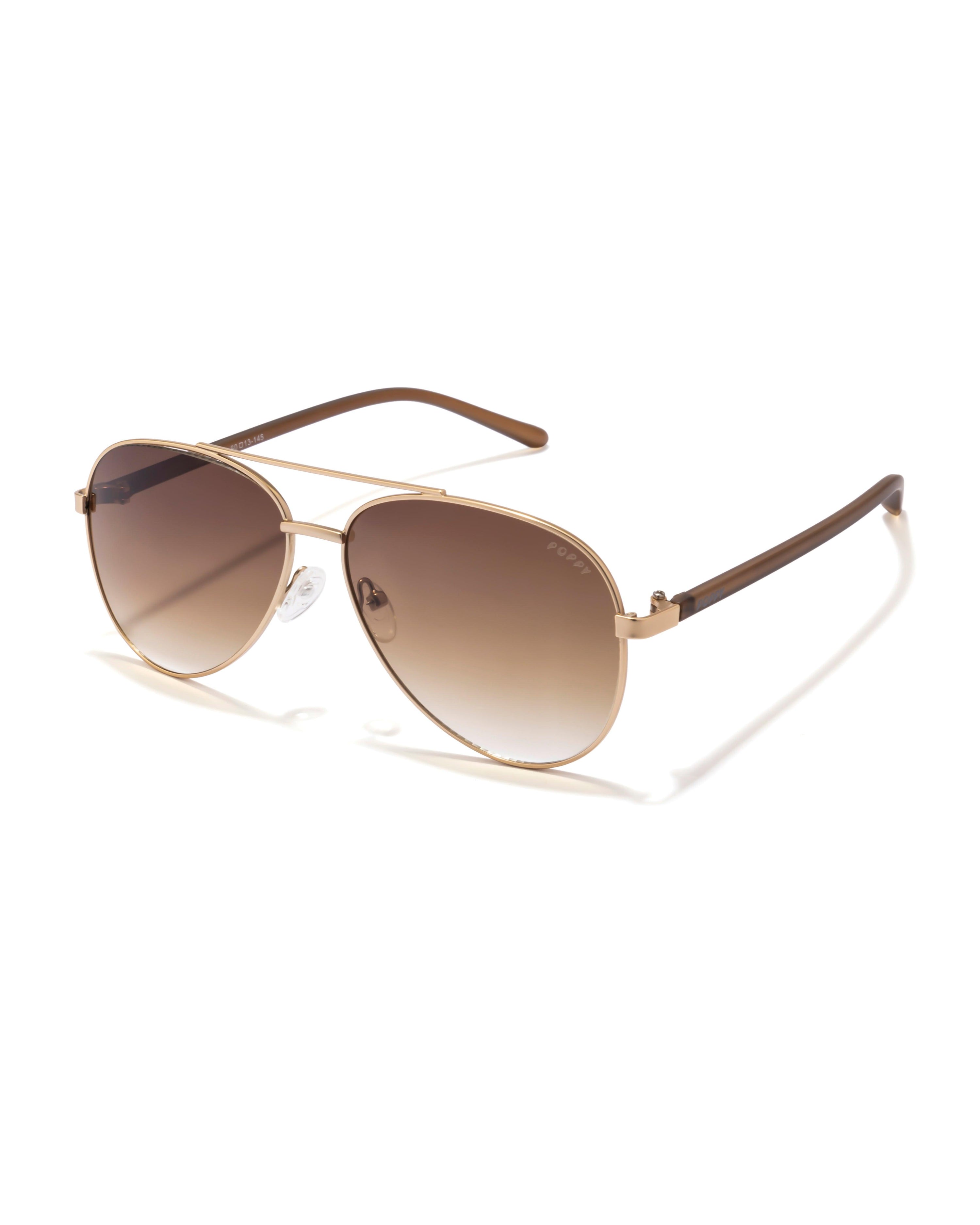 griddy men’s pilot shades gold metal frame poppy eyewear