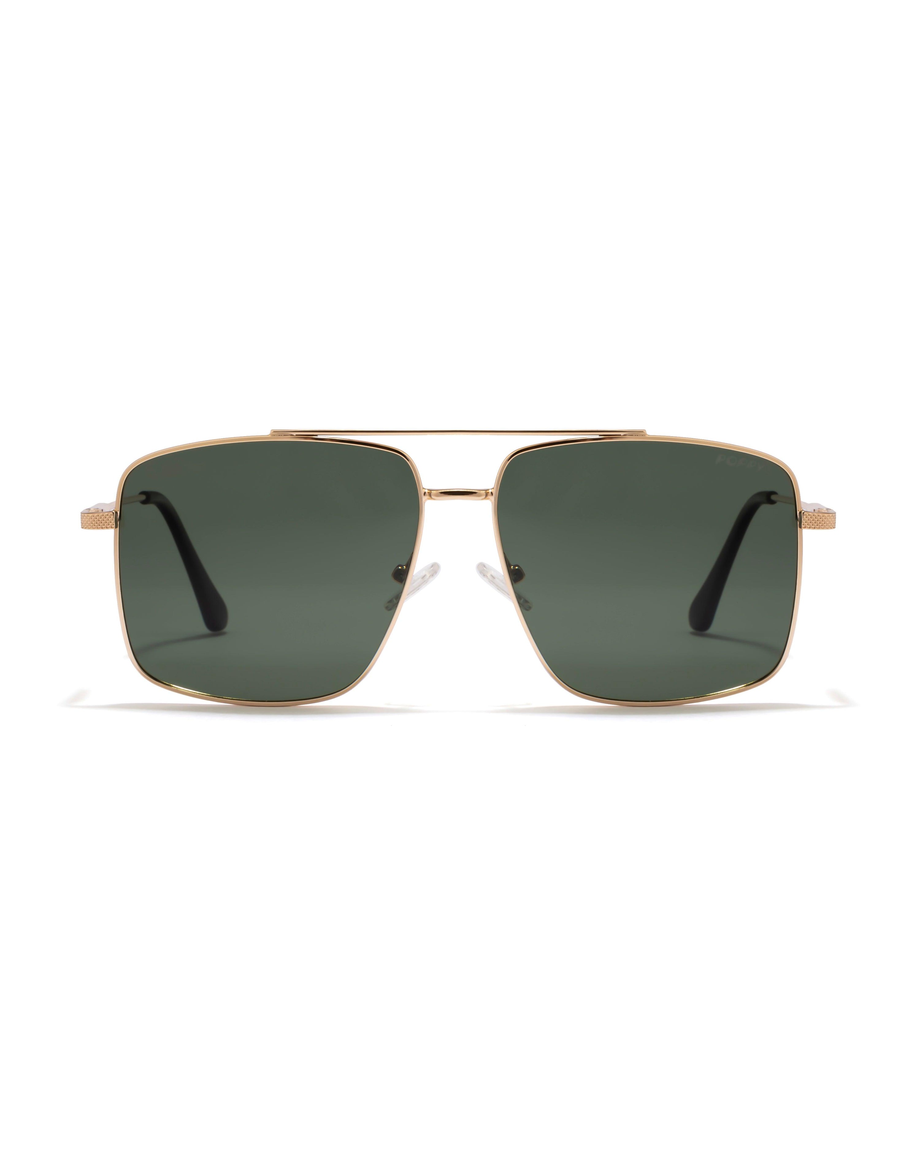 green flag metal square shape sunglasses poppy eyewear