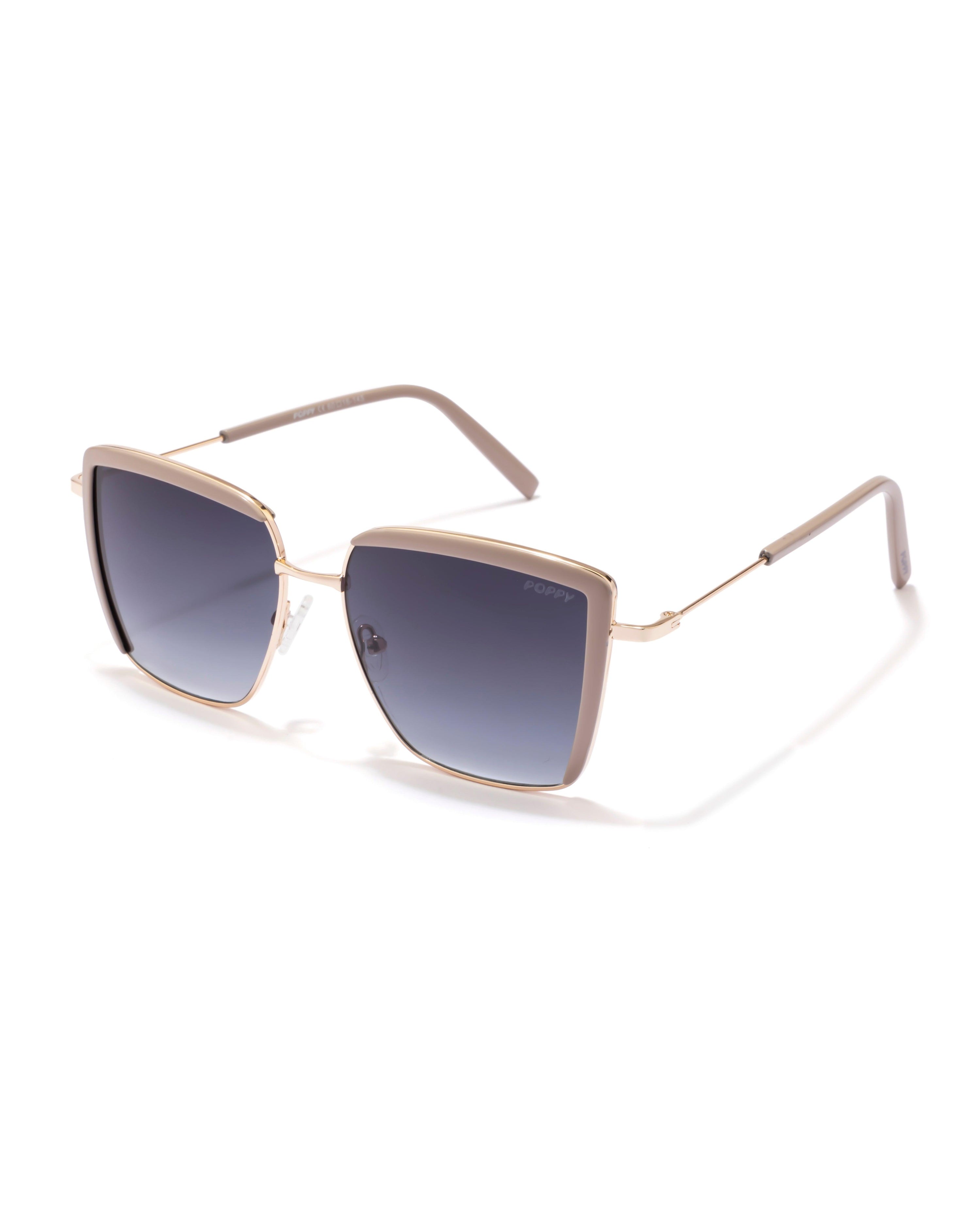 mood square gold metal frame sunglasses poppy eyewear