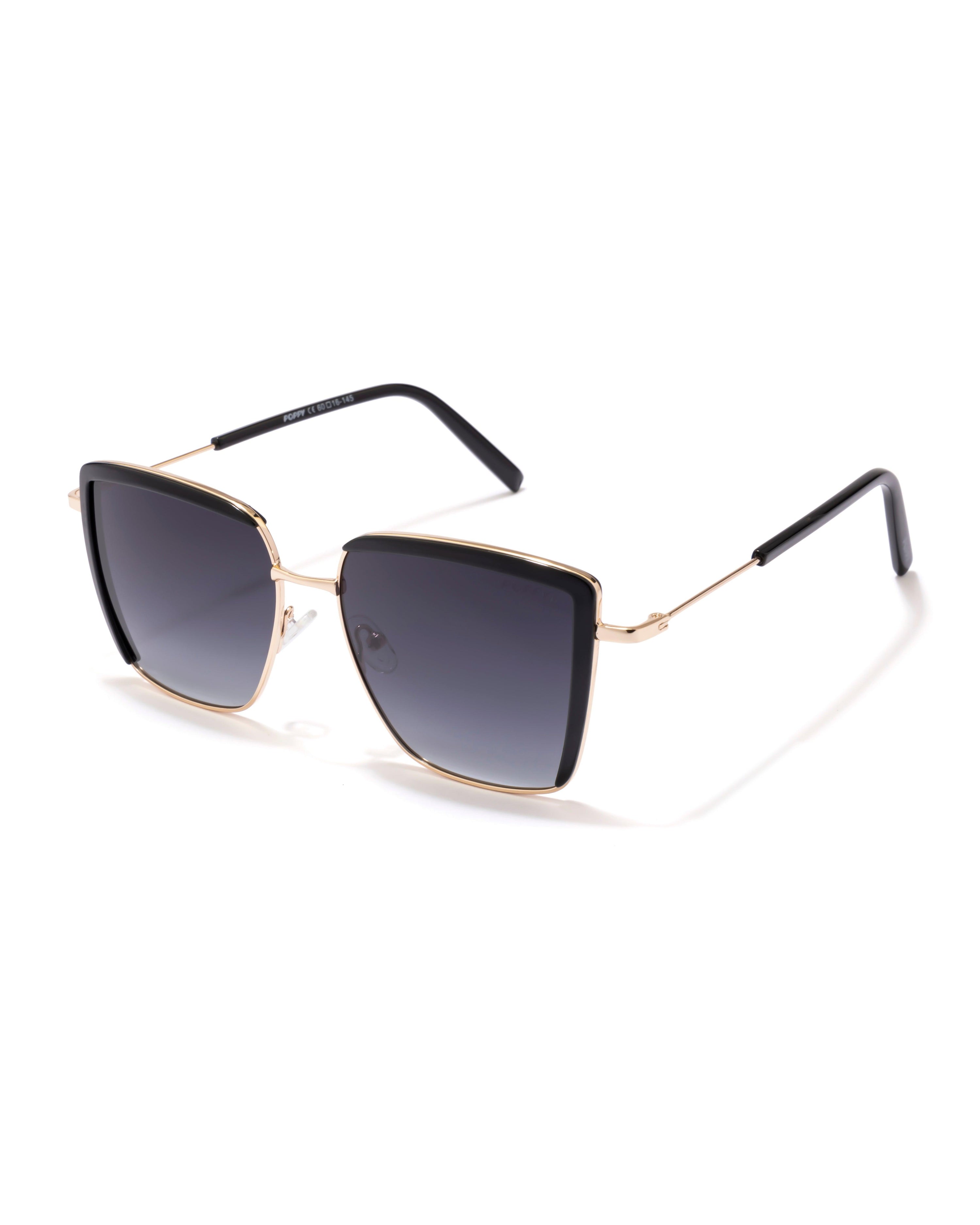 mood square shape black with gold shades poppy eyewear