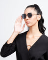 baller women hexagon shape black sunglasses poppy eyewear