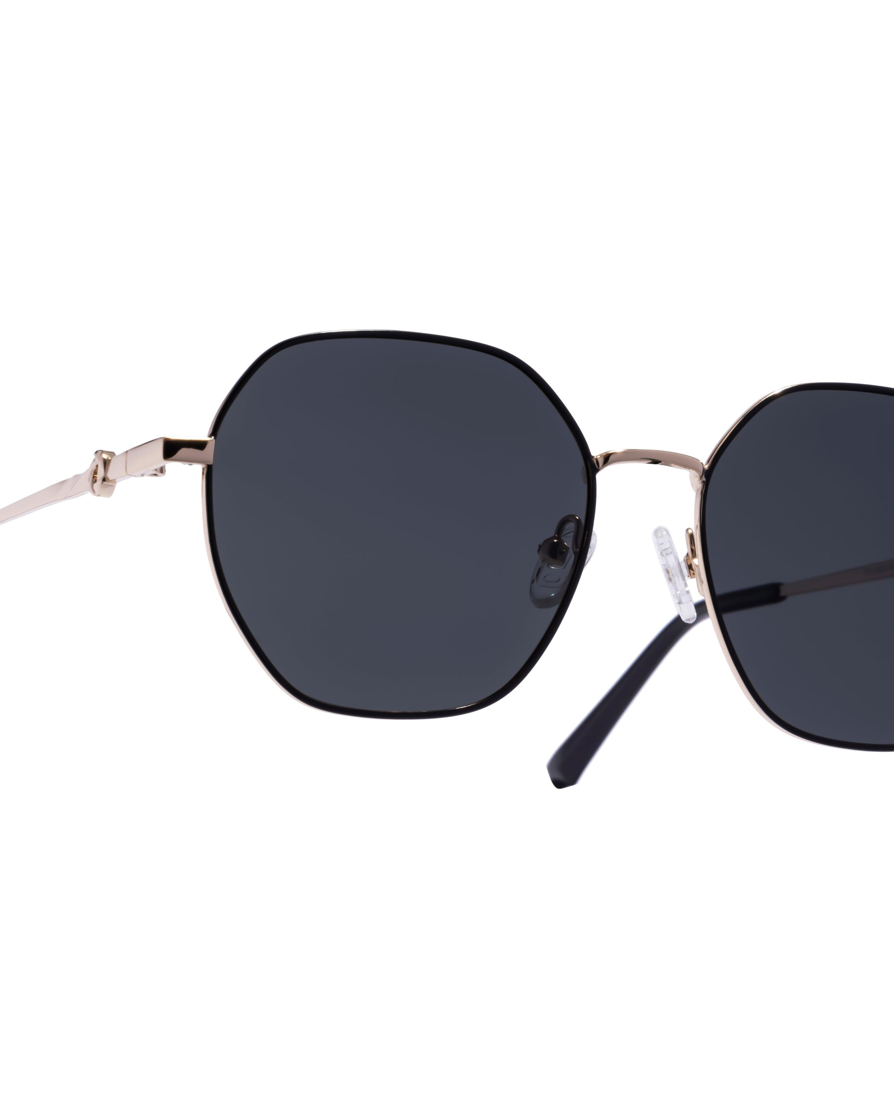 baller women hexagon sunglasses gold metal frame poppy eyewear