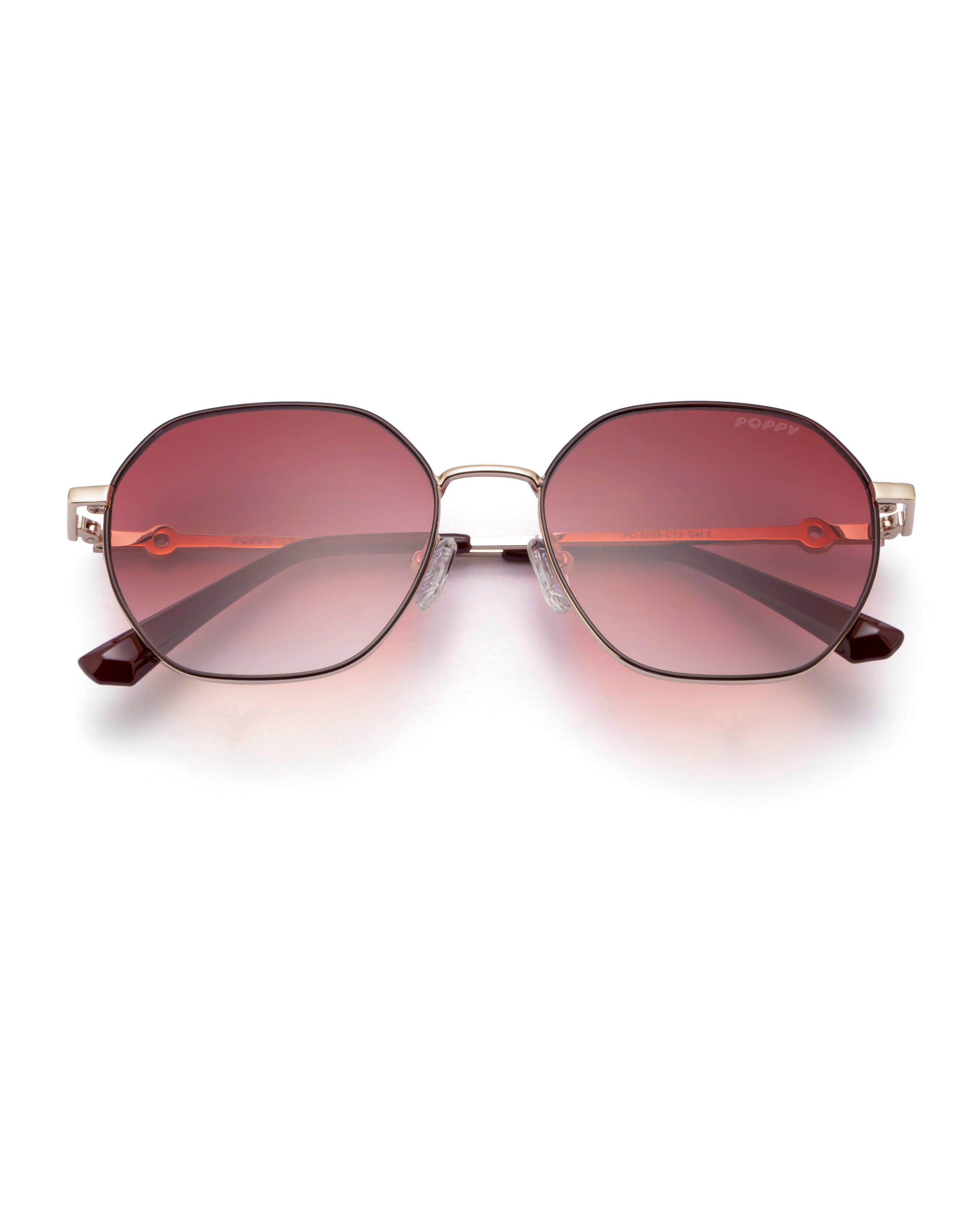 baller hexagon frame burgandy women eyeglasses poppy eyewear