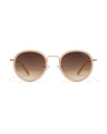 crop women round shape gold with beige sunglasses poppy eyewear