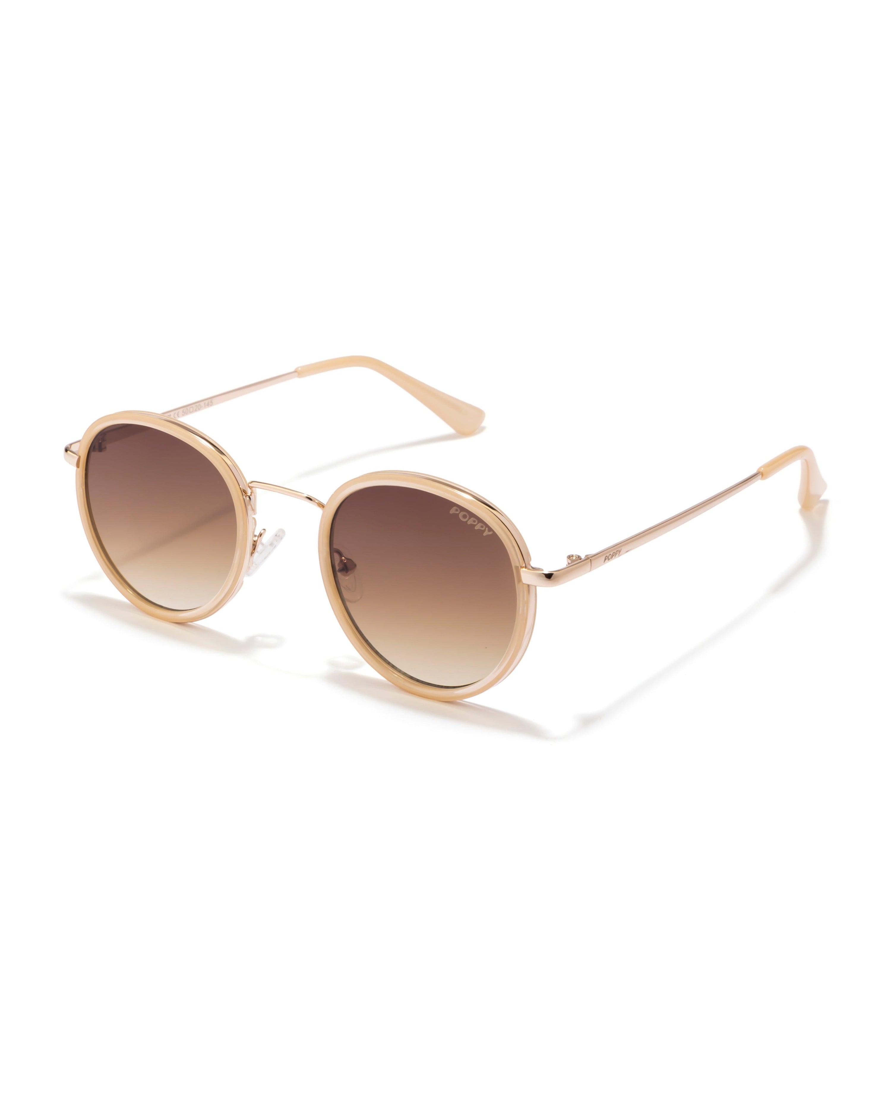 crop women gold with beige round frame poppy eyewear