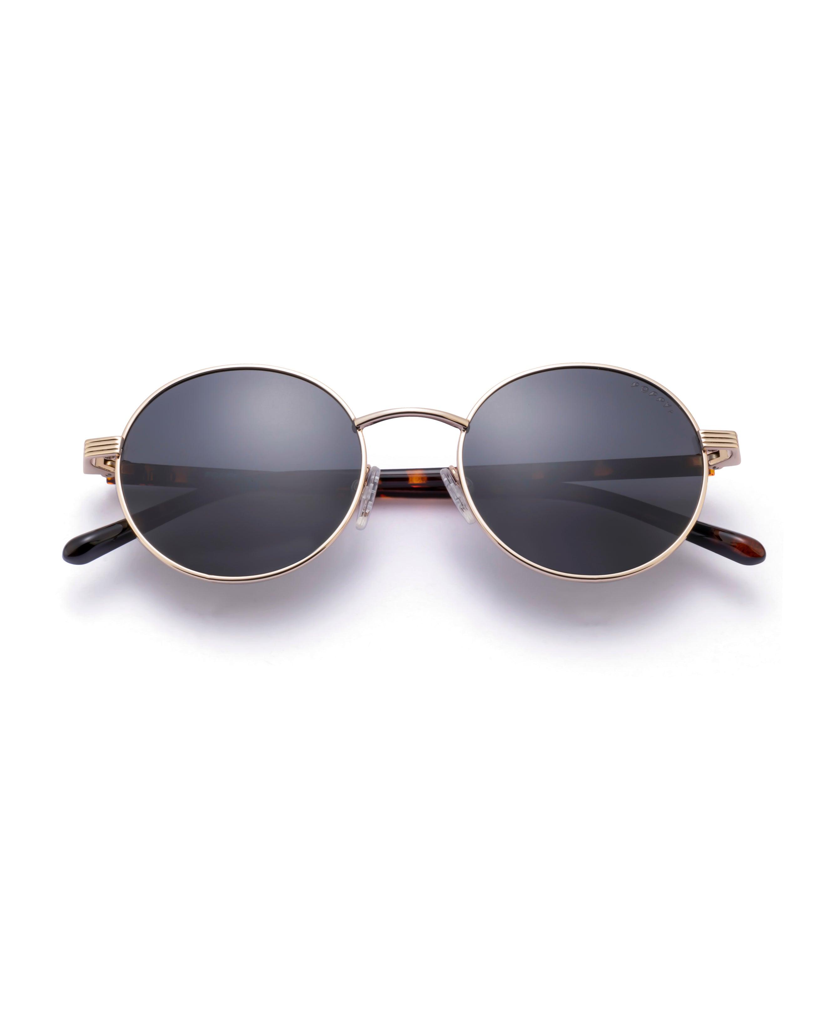 serve unisex round frame gold rim shades poppy eyewear