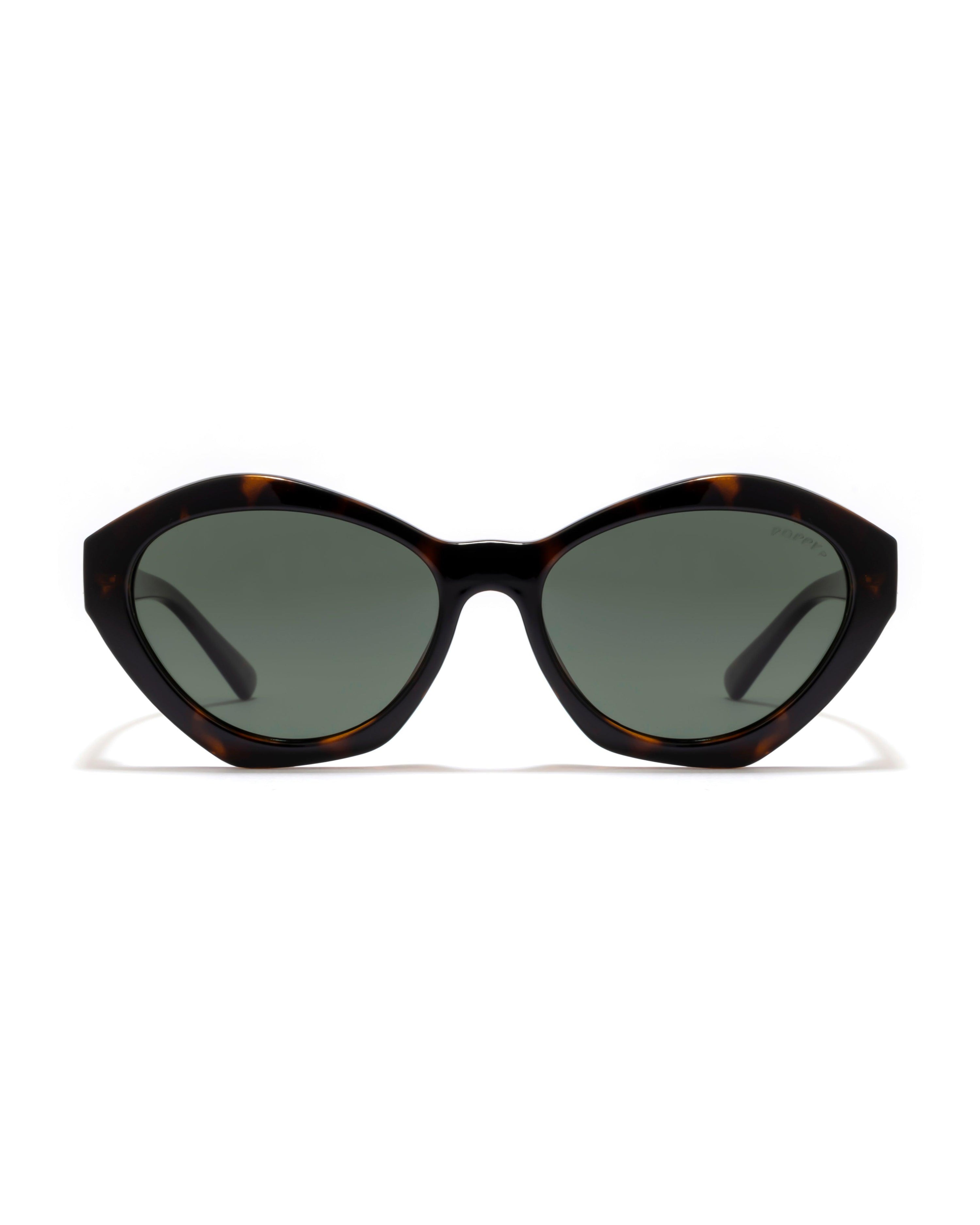 kween hexagon shape brown demi sunglasses poppy eyewear