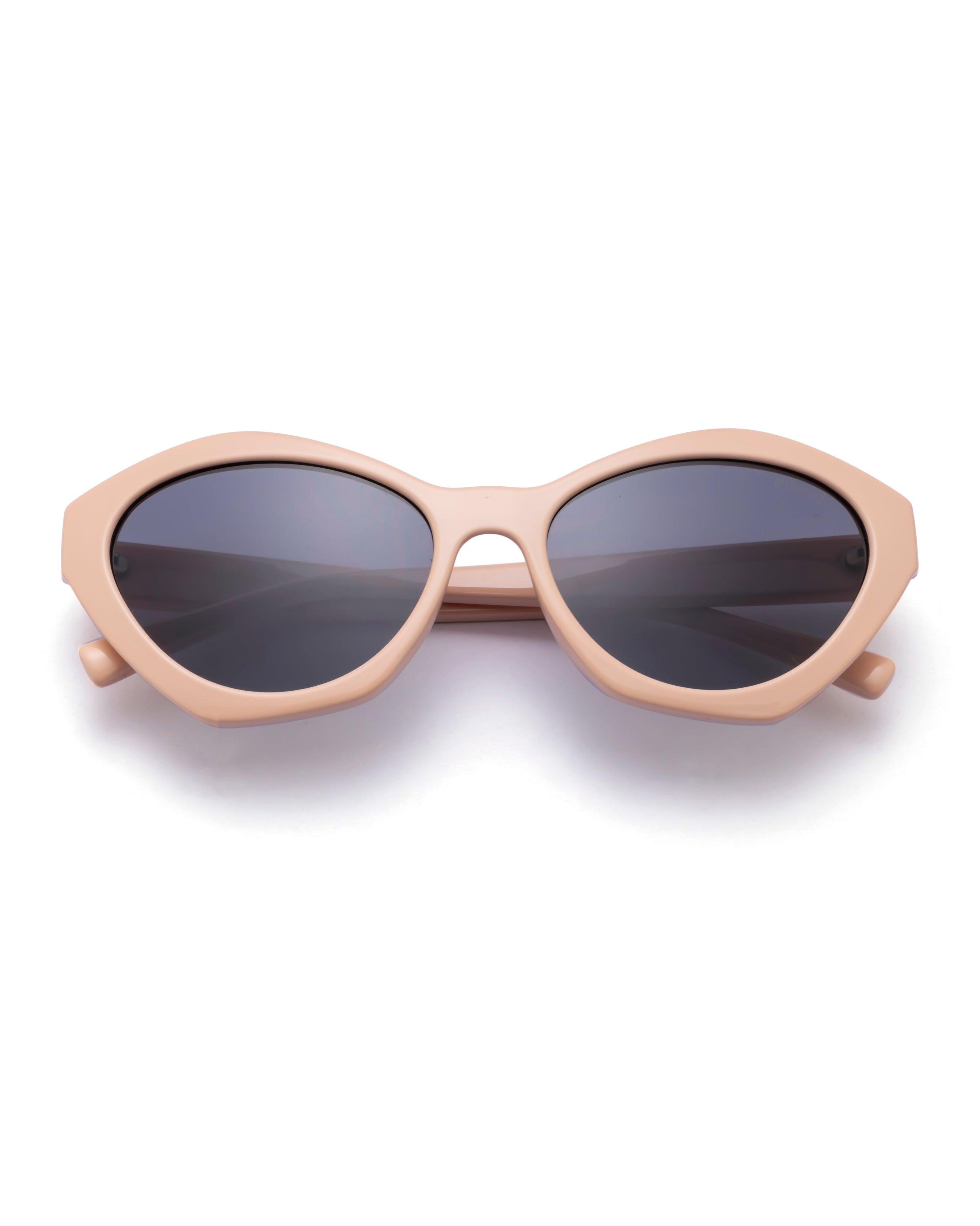 kween hexagon shape full rim beige shades poppy eyewear