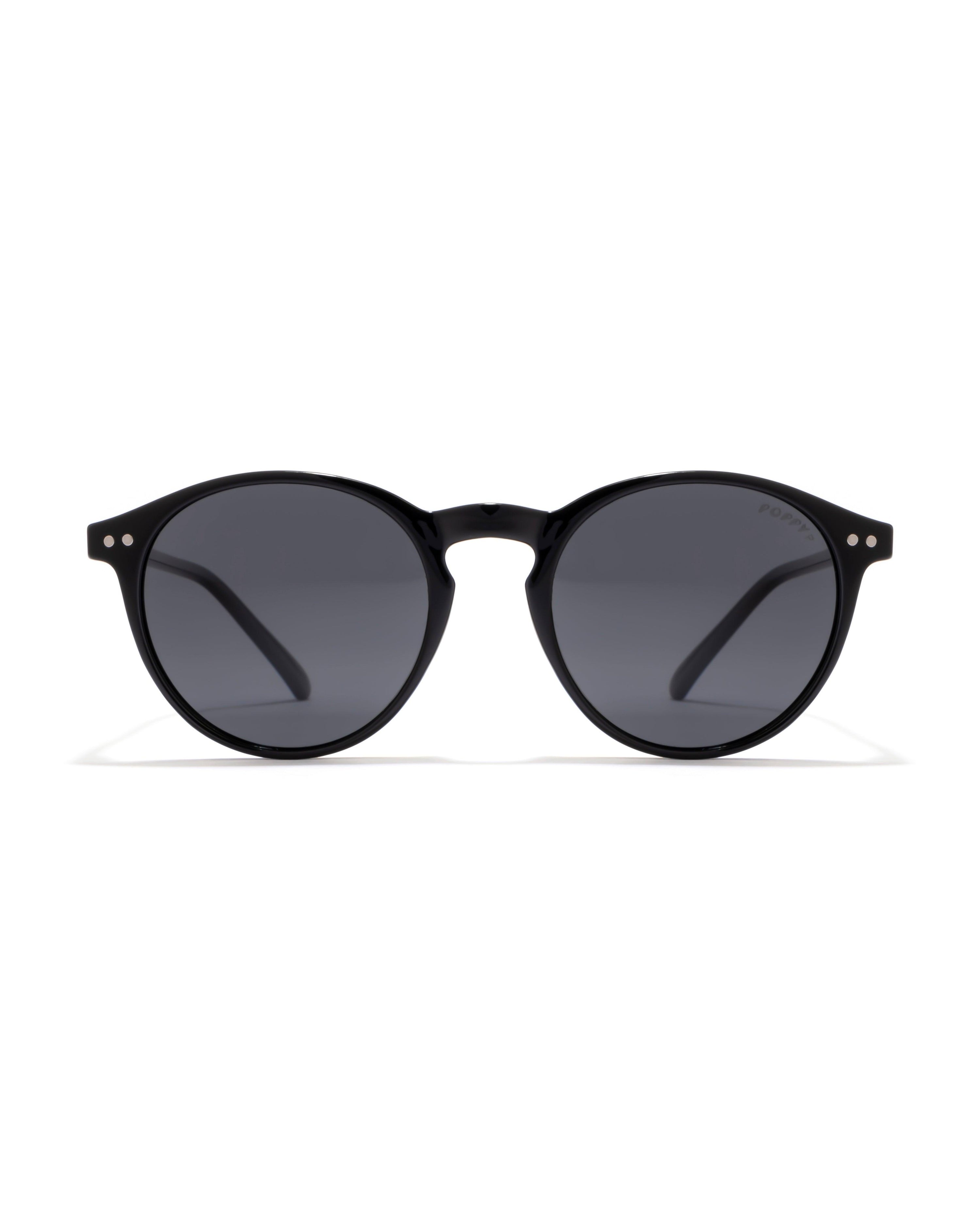 goblin round shape black sunglasses poppy eyewear