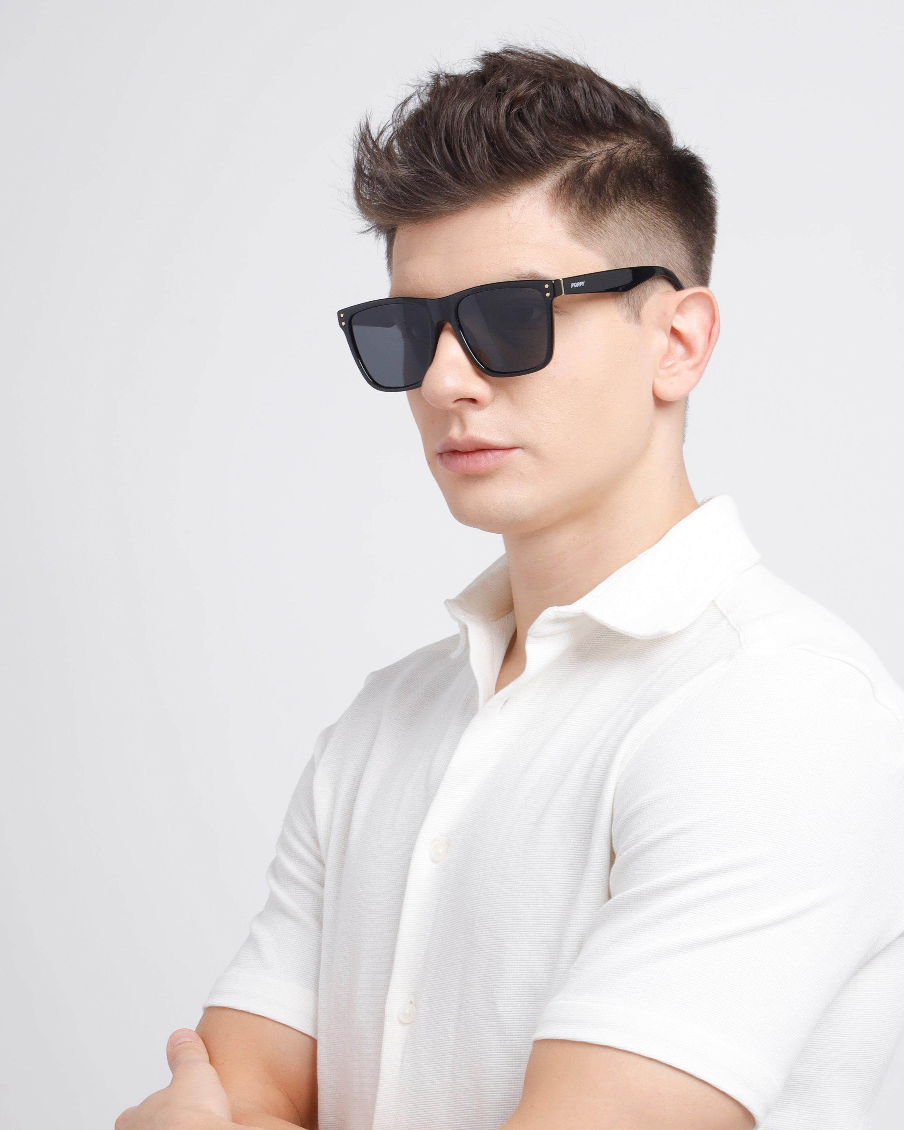 flex wayfarer mens black shades poppy eyewear  