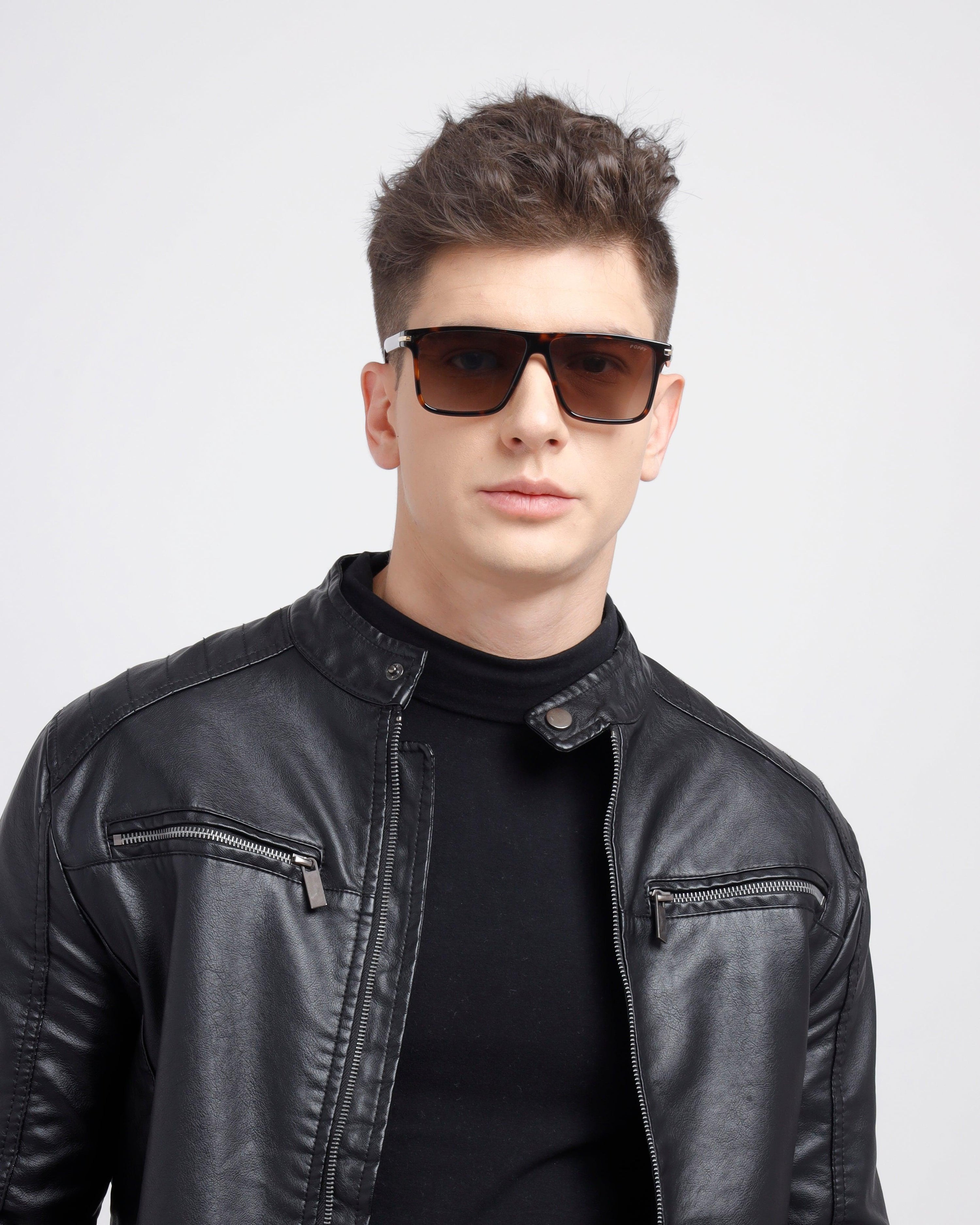 stan square wayfarer brown frame sunglasses poppy eyewear