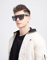 Squad mens wayfarer black frame shades poppy eyewear